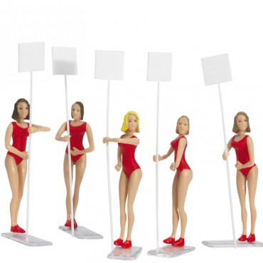 AUTORAMA CARRERA CONJUNTO 5 FIGURAS GRIDGIRLS COM BANDEIRA PARA SEGURAR 21113